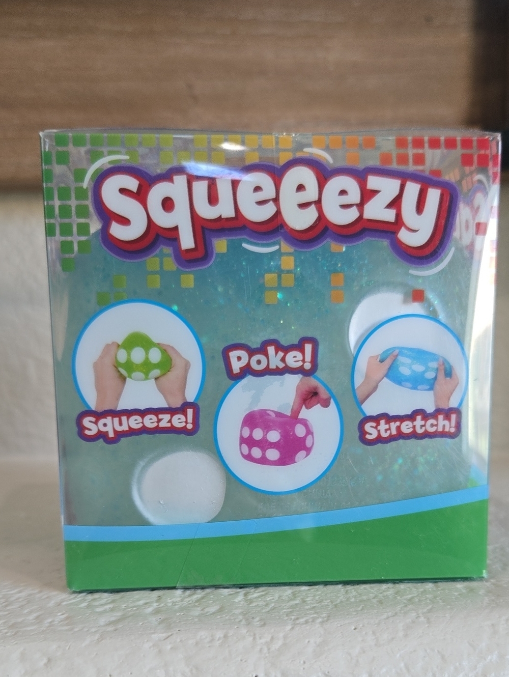 New Squeezy Glitter Stress Cube Teal Color